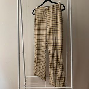 Urban Outfitters Cara Kick Flare Yellow Plaid Pants